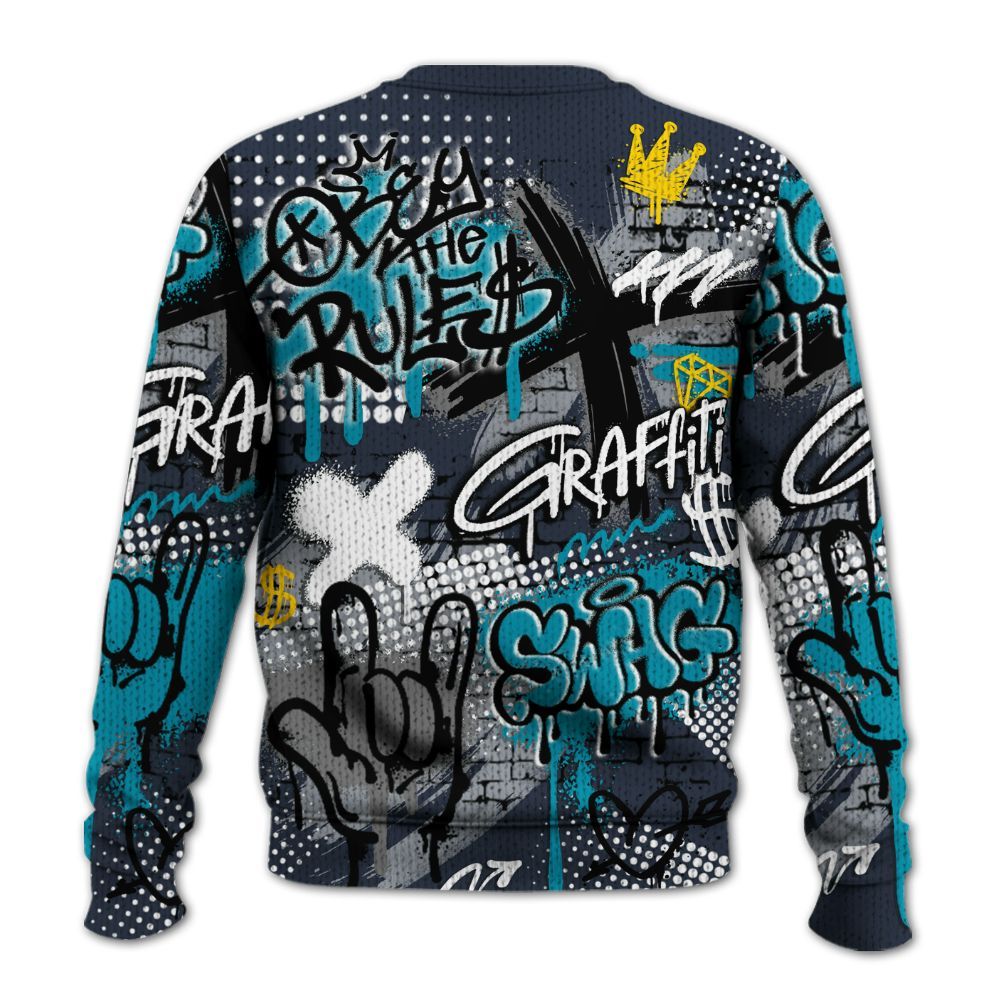 Knitted Sweater To Match Retro Obsidian 13s - True It Real Graffiti Streetwear