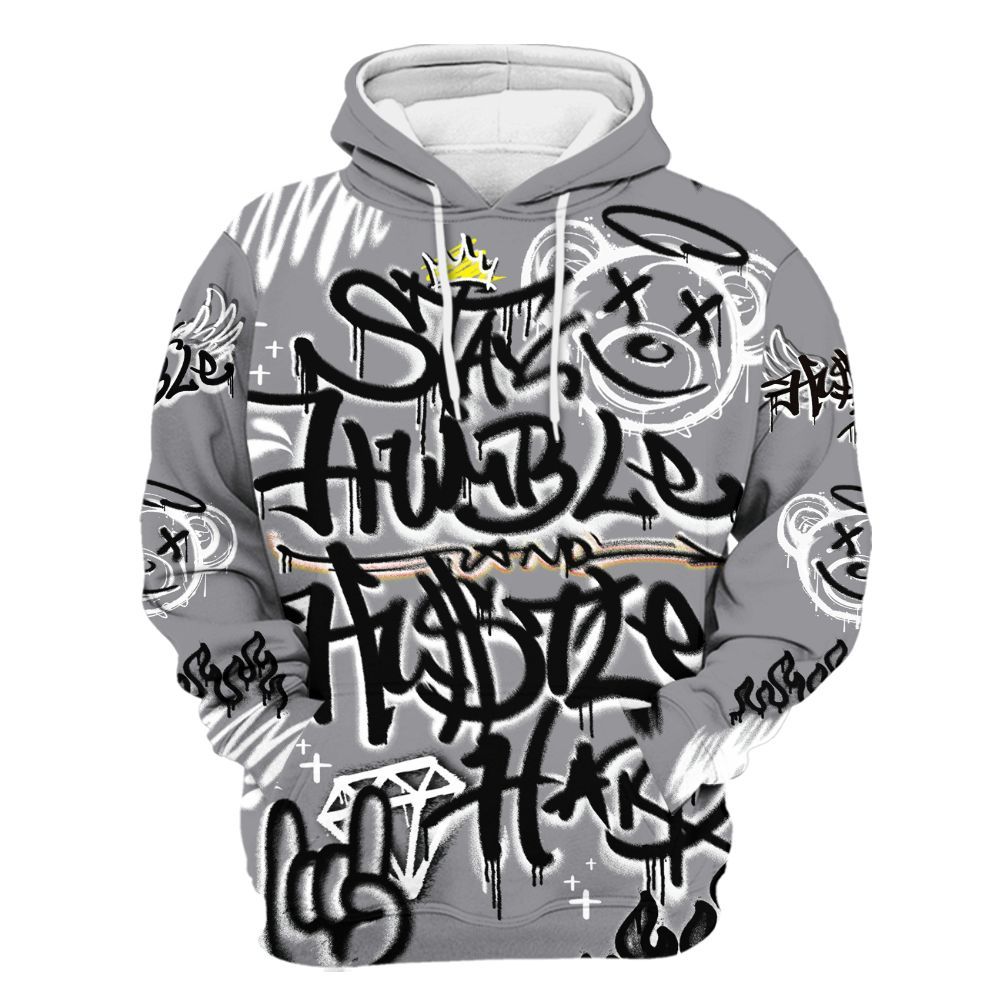 Hoodie To Match Cement Grey 11s - Humble Drip Streetwear Graffity All Over Print