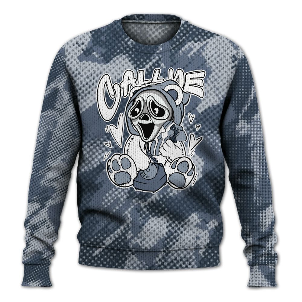 Knitted Sweater To Match Low Diffused Blue 11s - Call Me Bear Abstract Halftone