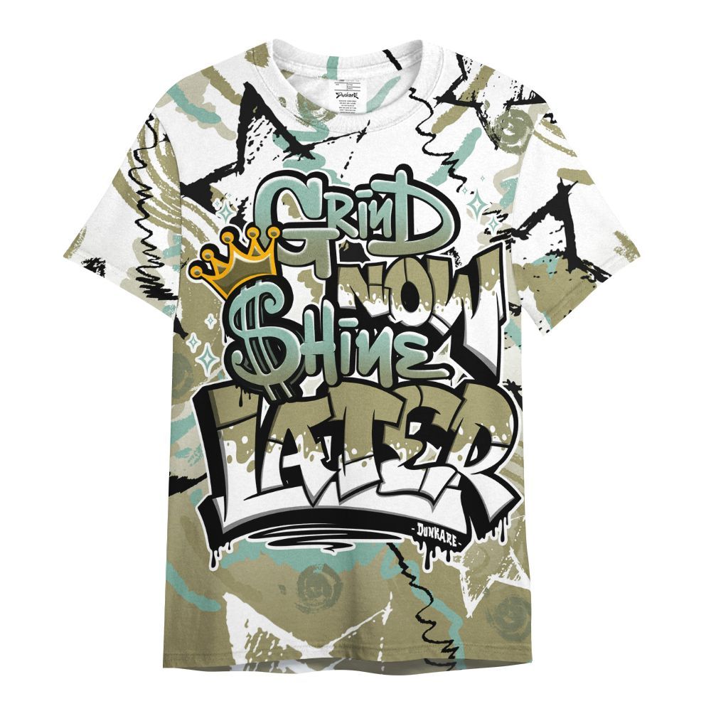Shirt To Match Dunk Low Suede Olive Aura - Grind Shine Later Drip All Over Print