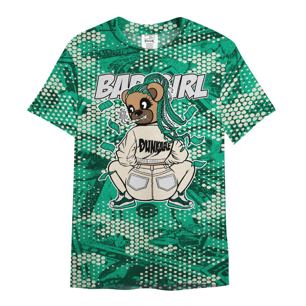 Shirt To Match Oxidized Green 4s - Rebellious Girl Bear Banknotes Art All Over Print