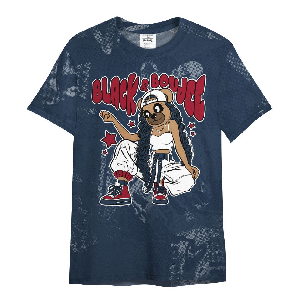 Shirt To Match White Midnight Navy 6s - Boujee Girls Bear Heart Grunge All Over Print