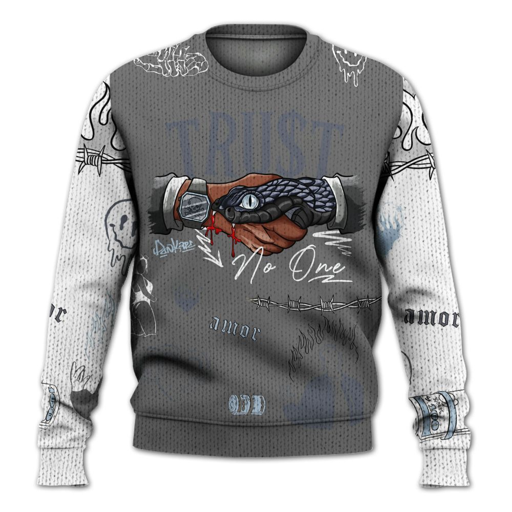 Knitted Sweater To Match Cool Grey 6s - Snake Trust No One