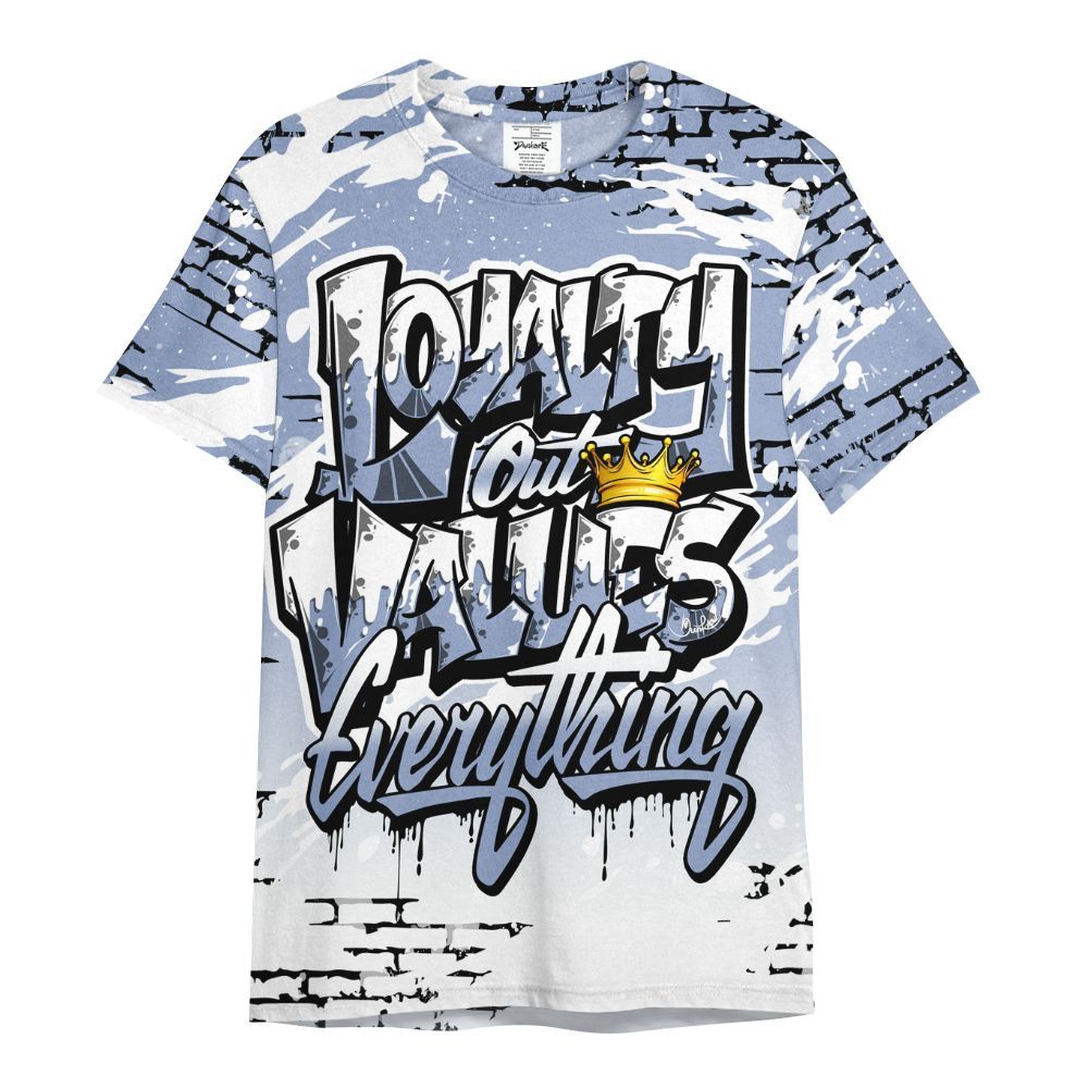 Shirt To Match Retro Blue Grey 13s - Values Of Loyalty Drip All Over Print
