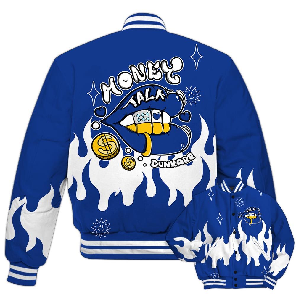 Varsity Jacket To Match Air Foamposite One Royal - Money Talk Retro Varsity Jacket Outfit