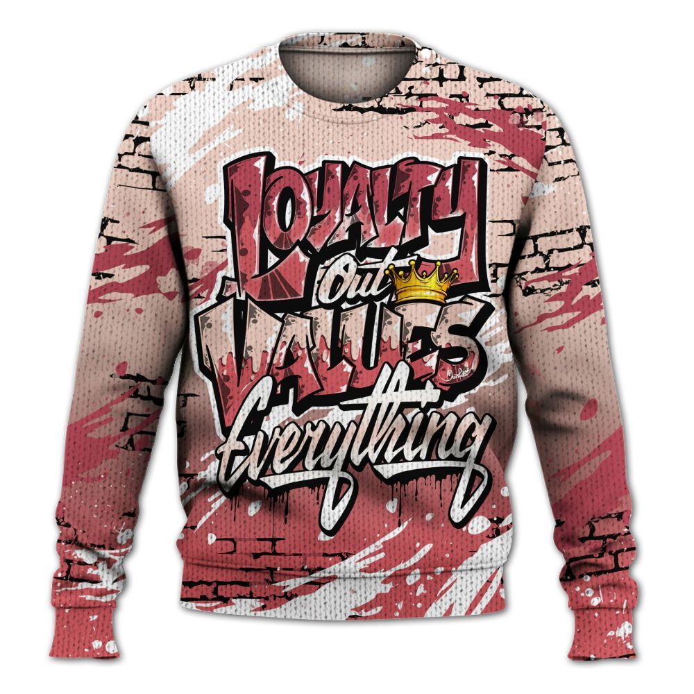Sweater To Match Washed Coral 2s Shirt, Values Of Loyalty Drip Graphic