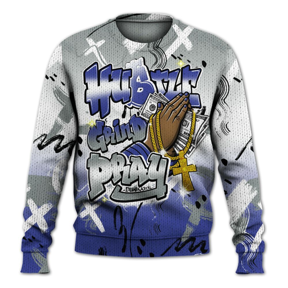 Knitted Sweater To Match Shox TL Royal - Money Hustle Grind Pray