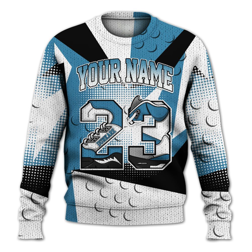 Knitted Sweater To Match High OG UNC Reimagined 1s - Poly Custom Name Number 23 5s