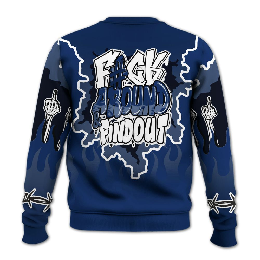 Sweatshirt To Match High OG Deep Royal Blue 1s - F Around Find Out Graphic Trapped All Over Print