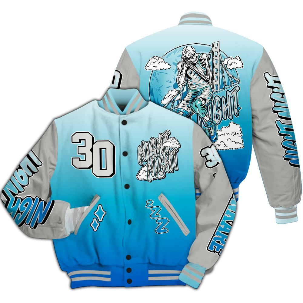 Varsity Jacket To Match Air Max One Block Down Blue - Seeya Skeleton All Over Print