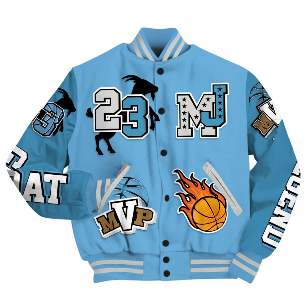 Varsity Jacket To Match SB Dunk Low University Blue Shirt, 23 Goat MVP Basketball All Over Print