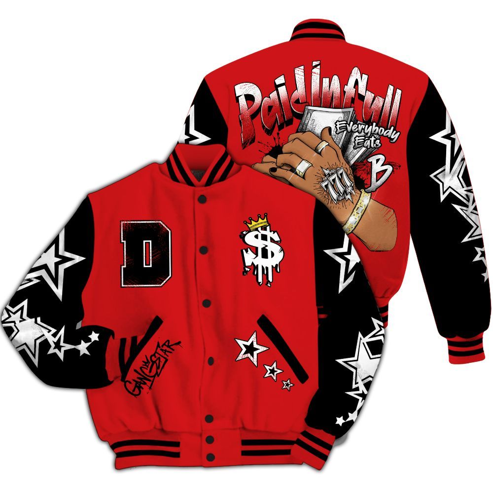 Varsity Jacket To Match Low Bred 11s - Lucky Money Paid In Full Retro All Over Print