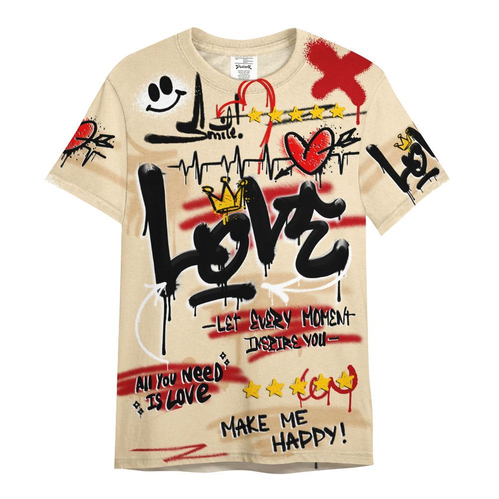 Shirt To Match Dunk Low Strawberry Waffle - Happy Love Beats Graffiti Streetwear All Over Print