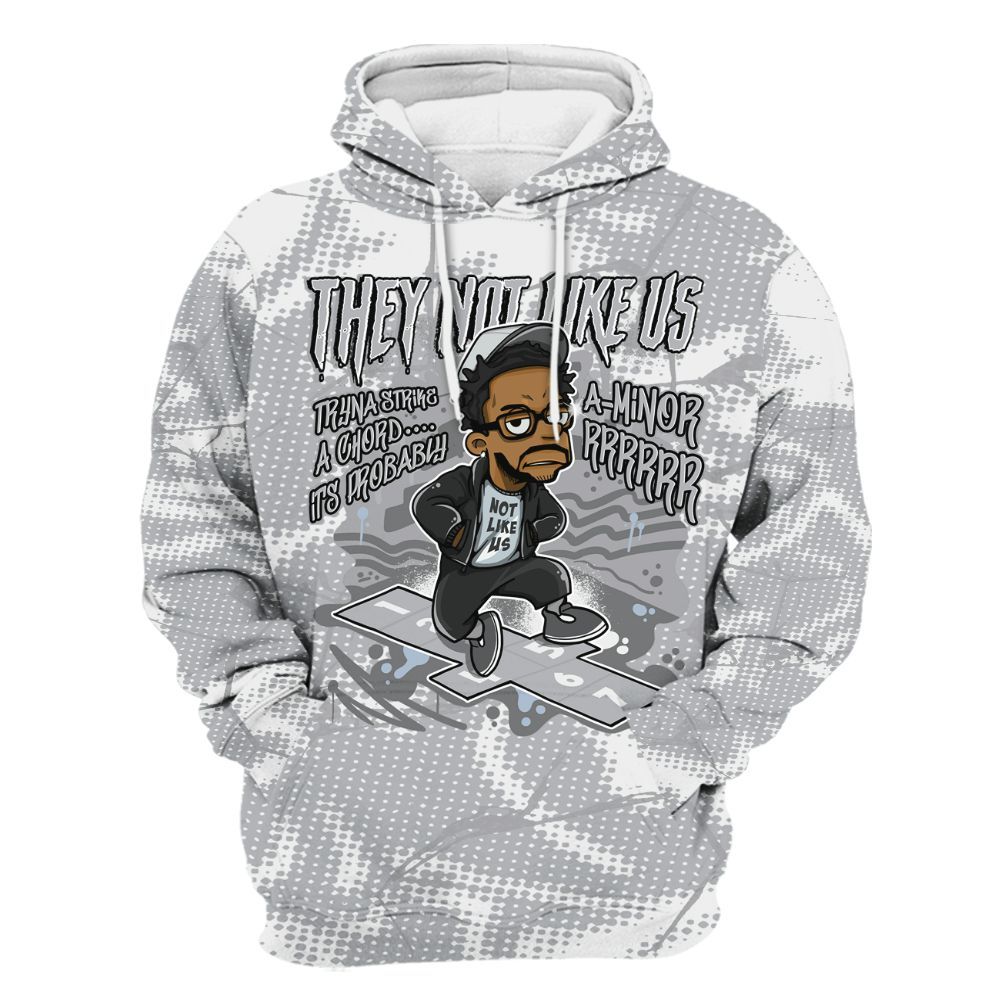 Hoodie To Match Low OG Wolf Grey 1s - Hopscotch Dislike Us Graphic Crack All Over Print