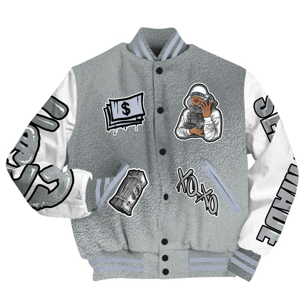 Varsity Jacket To Match White Metallic 2026 5s - Selfmade Unique All Over Print