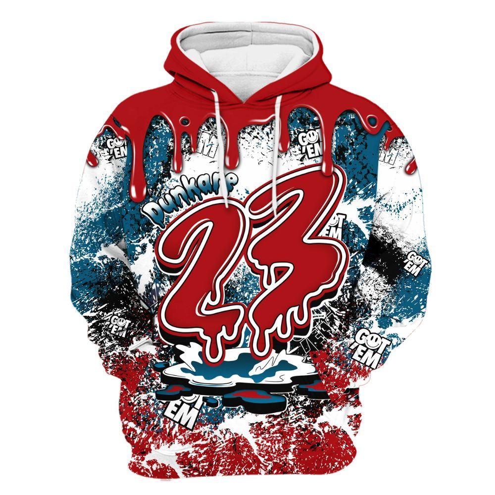 Hoodie To Match OG Varsity Red 17s - Dripping 23 Drip All Over Print