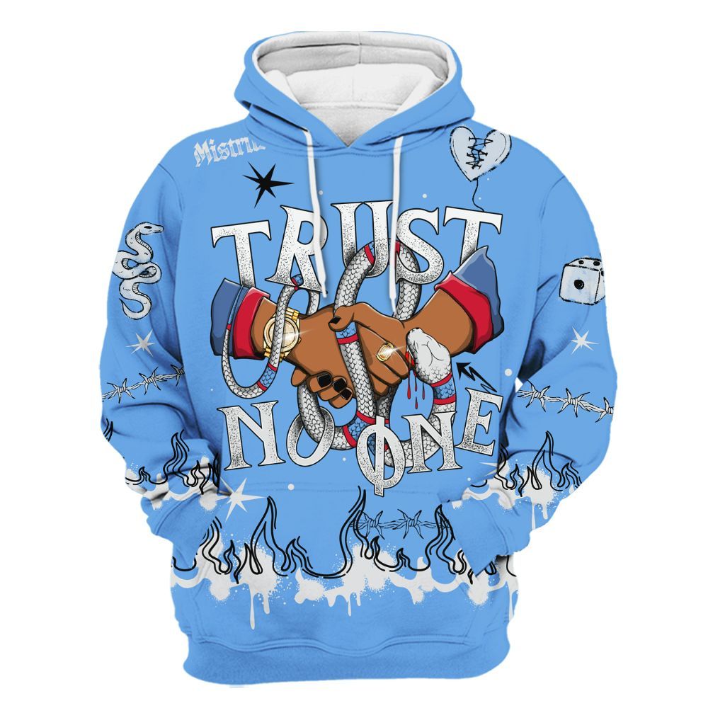Hoodie To Match University Blue 6s - Trust No One Snake-Bite Doodle Crayon All Over Print