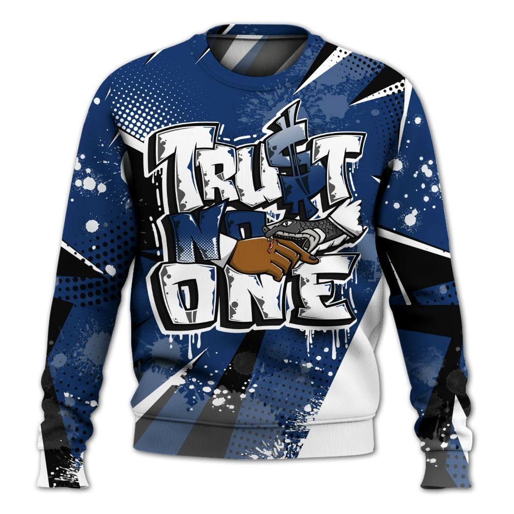 Sweatshirt To Match High OG Deep Royal Blue 1s - Poly Trust No One Dripping All Over Print