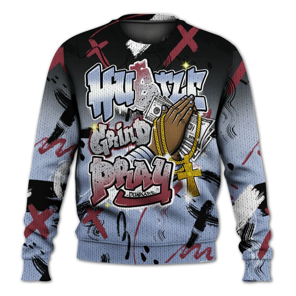 Knitted Sweater To Match Black Metallic 5s - Money Hustle Grind Pray