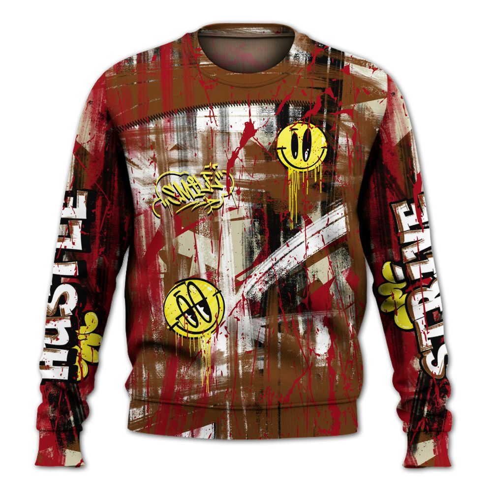 Sweatshirt To Match Archaeo Brown 5s - Money Skull Smile Fire All Over Print