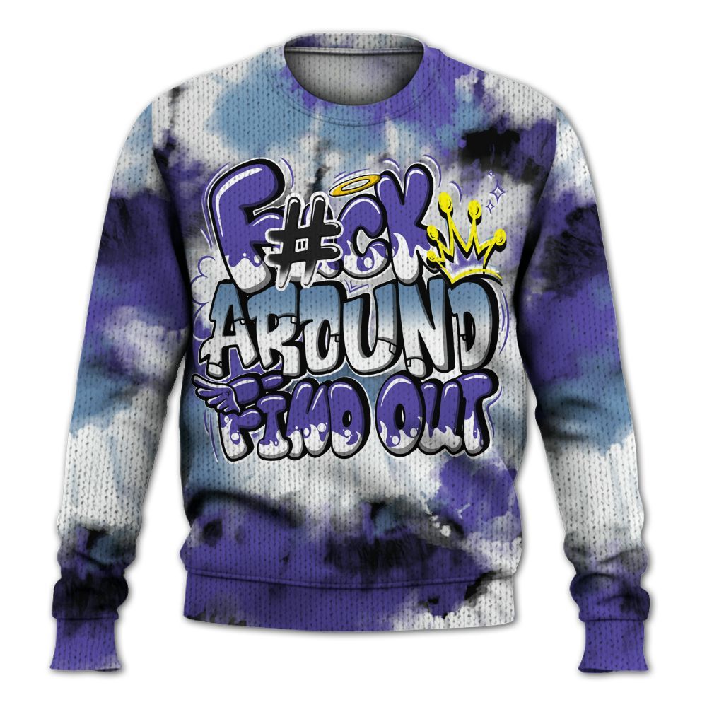 Knitted Sweater To Match Retro Concord 5s - Tie Dye FK Around Find Out