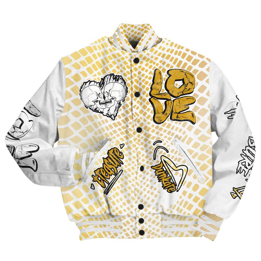 Varsity Jacket To Match Low Yellow Python 11s - Skull Bear All Over Print