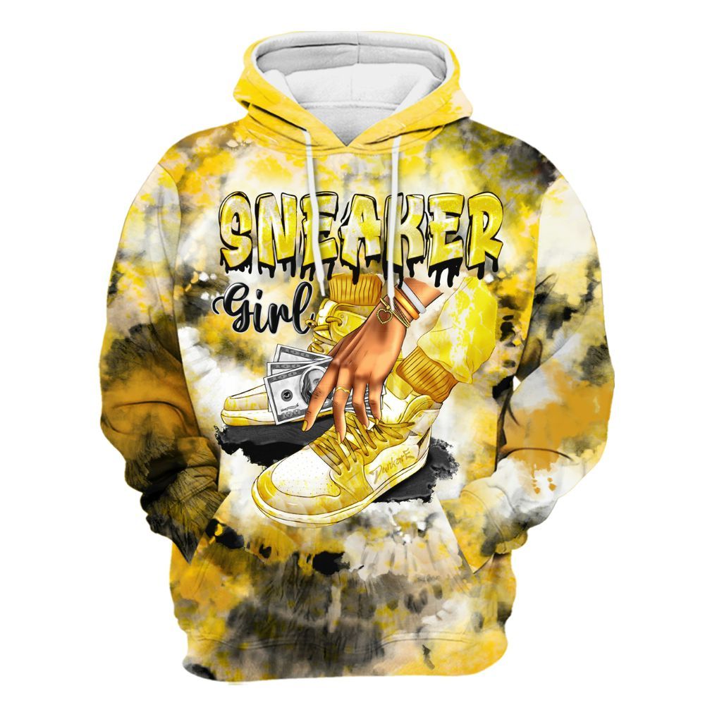 Hoodie To Match Low Yellow Python 11s - SNEAKER Girl Money Drip Tie Dye All Over Print