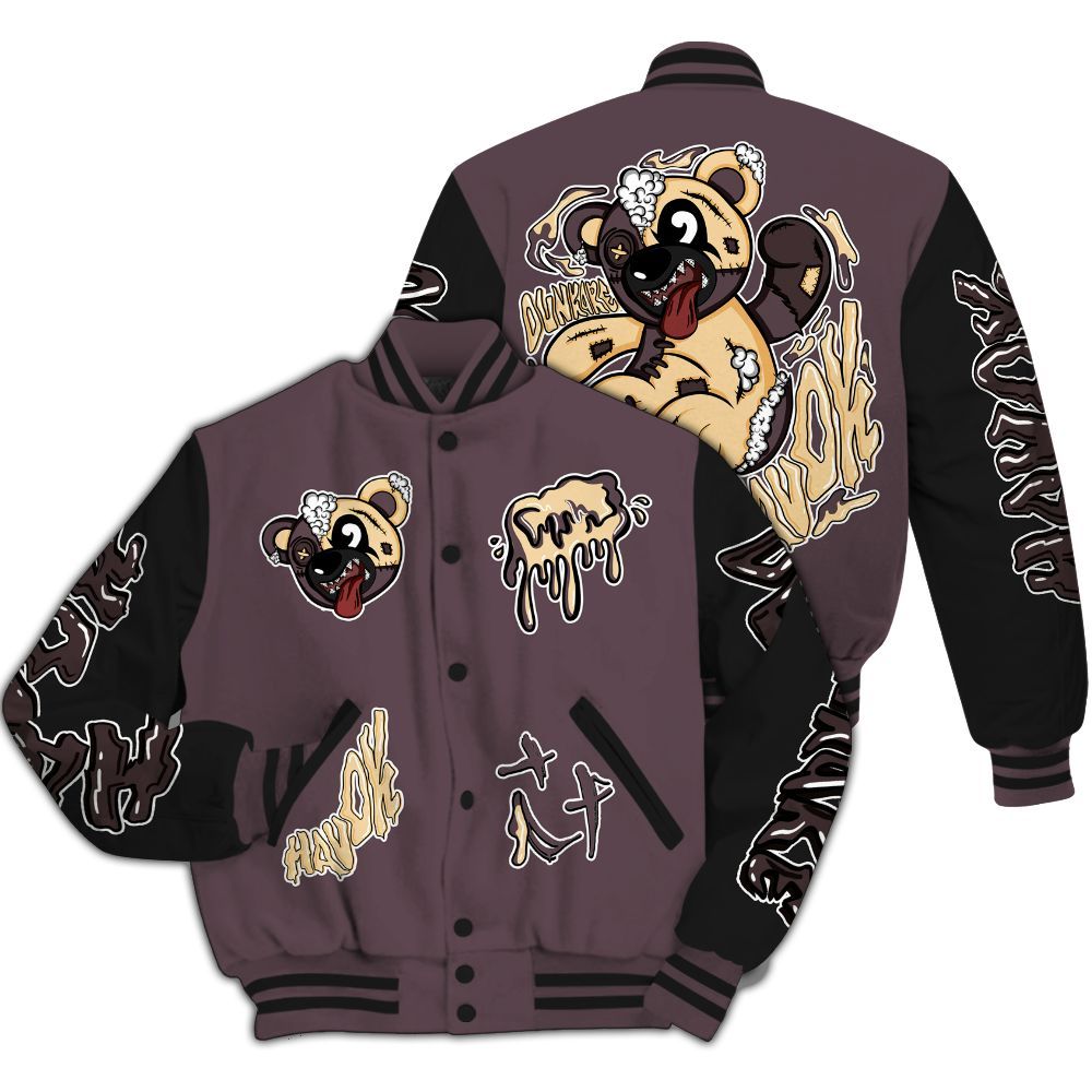 Varsity Jacket To Match AMM Black 3s - Havok Bear All Over Print