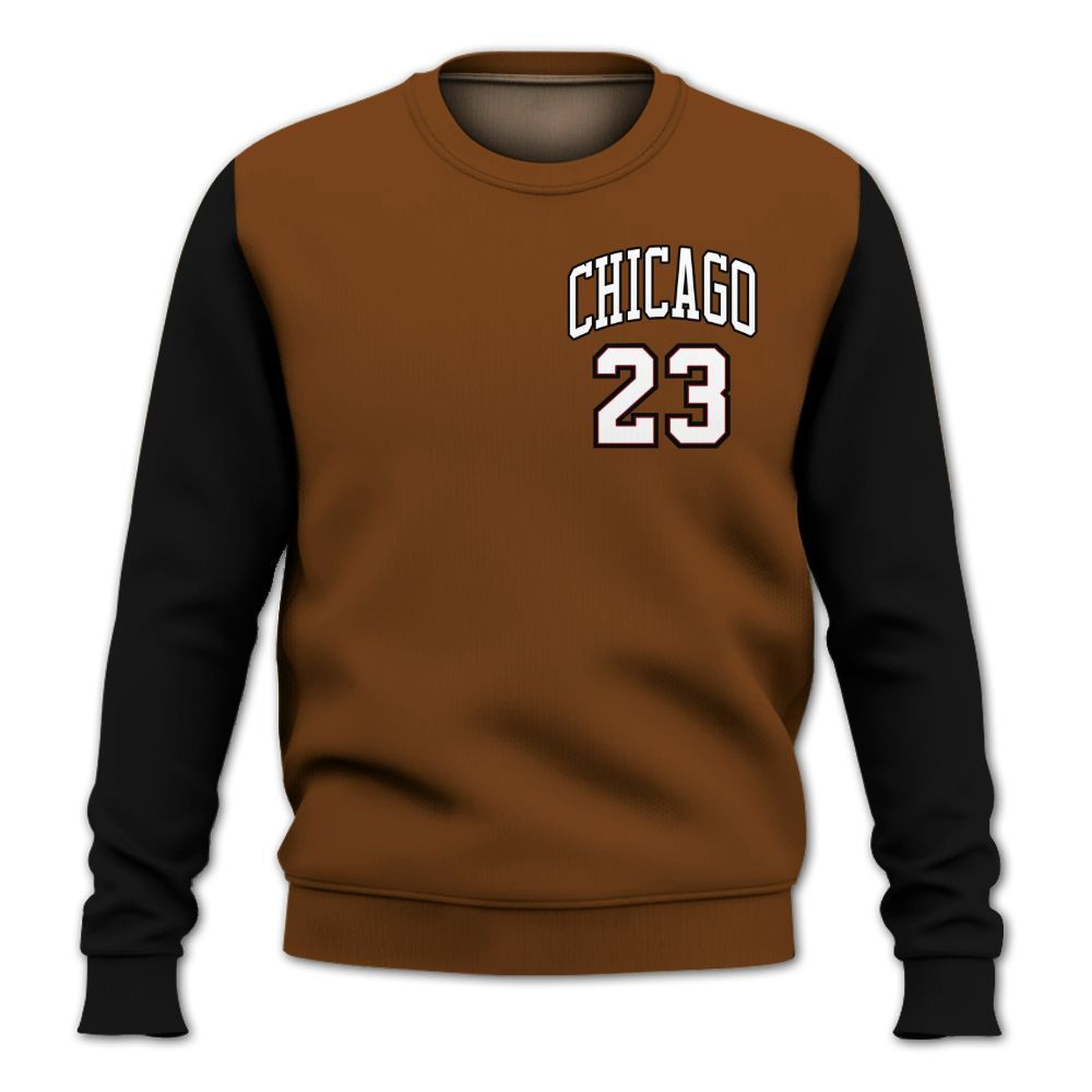 Sweatshirt To Match Archaeo Brown 5s - Custom Name Chicago 23 All Over Print