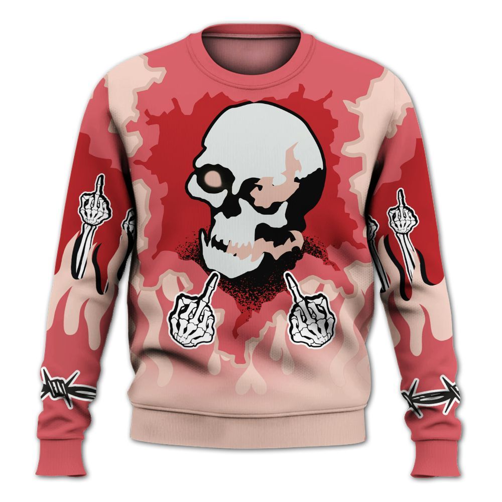 Sweatshirt To Match Washed Coral 2s Shirt - F Around Find Out Graphic Trapped All Over Print