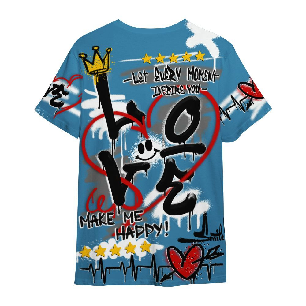 Shirt To Match High OG UNC Reimagined 1s - Happy Love Beats Graffiti Streetwear All Over Print