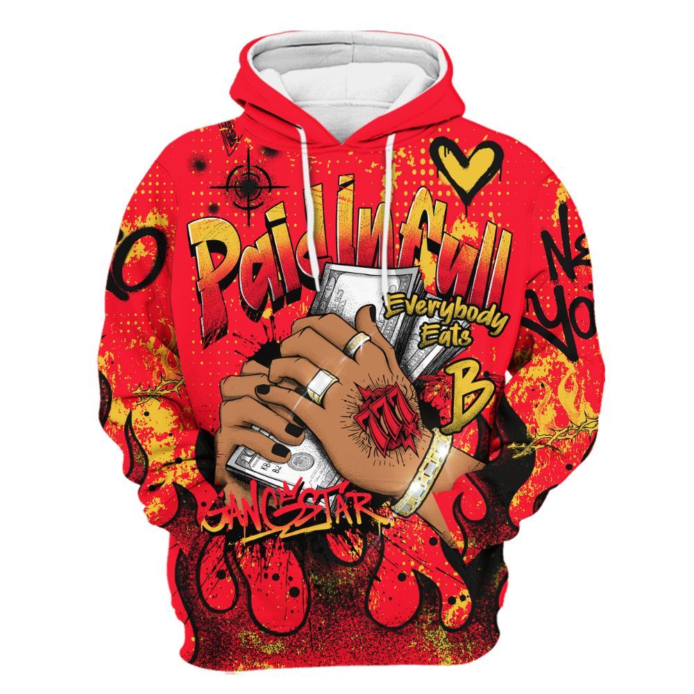 Hoodie To Match KD 18 Air Bakin - Lucky Money Paid In Full Graffiti All Over Print