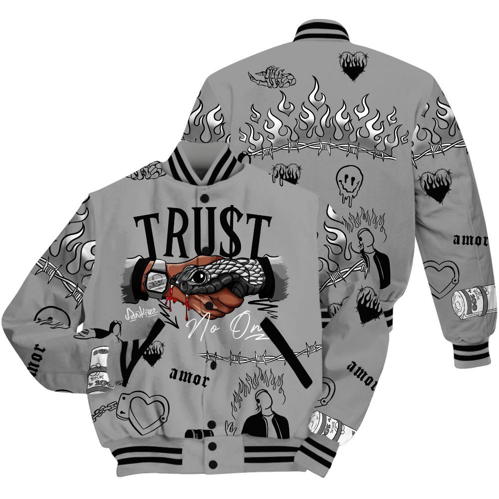 Varsity Jacket To Match Black Wolf Grey 12s Shirt, Snake Trust No One All Over Print
