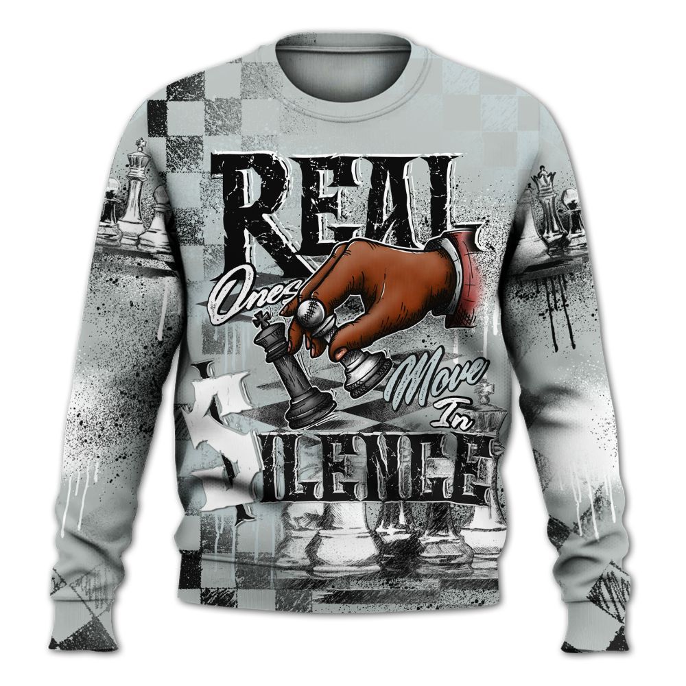 Sweatshirt To Match Black Wolf Grey 12s - Chess Move In Silence All Over Print