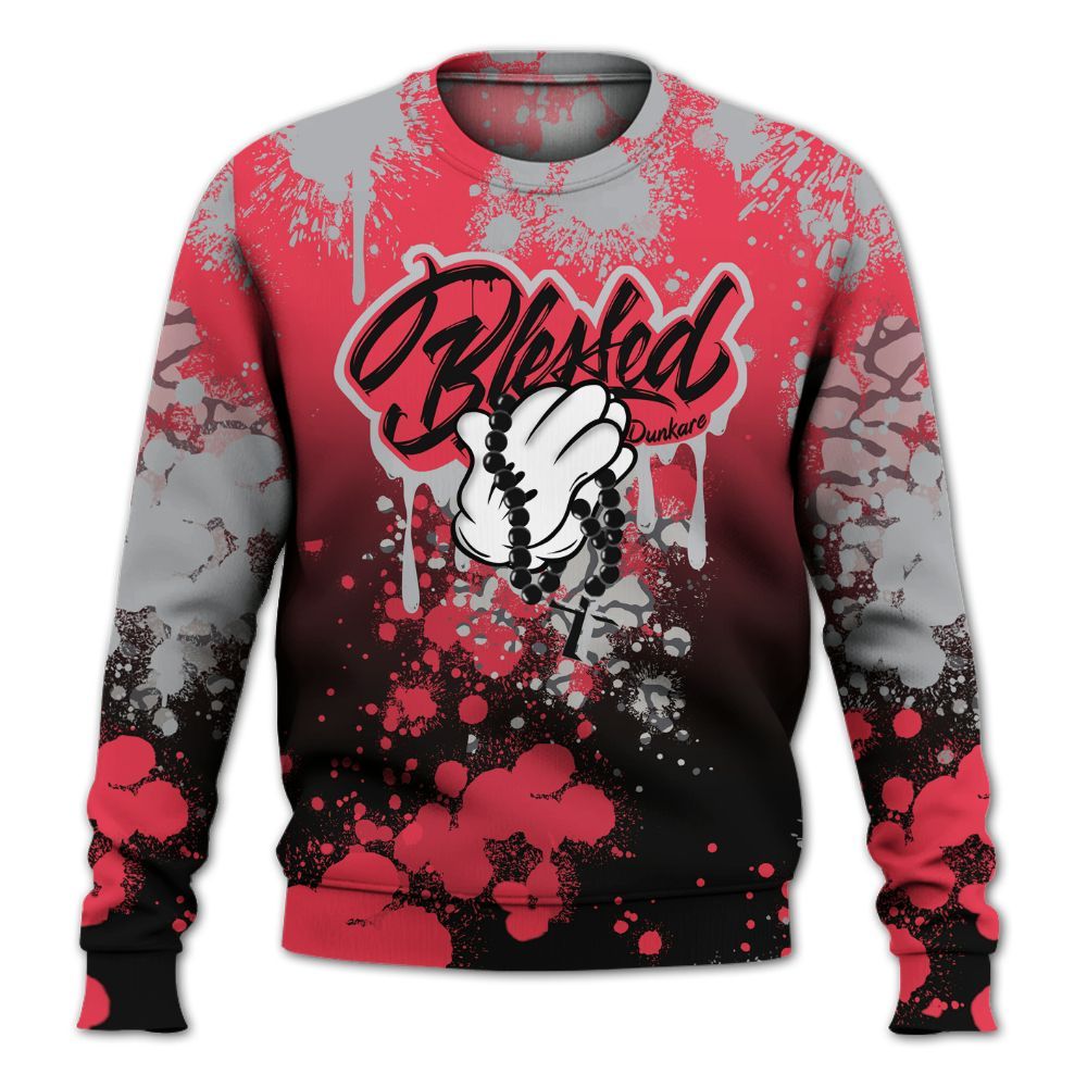 Sweatshirt To Match Black Cement 3s - God Blessed Ink Drip All Over Print