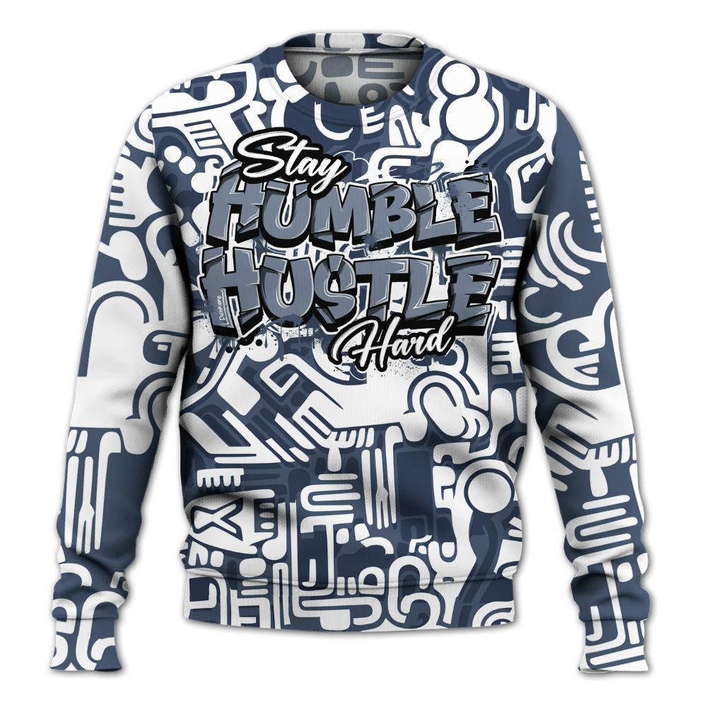 Sweatshirt To Match Low Diffused Blue 11s - Humble Hustle Retro All Over Print
