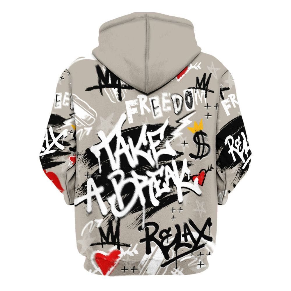 Hoodie To Match Low OG Phantom 1s - Take Break Freedom Graffiti Streetwear All Over Print