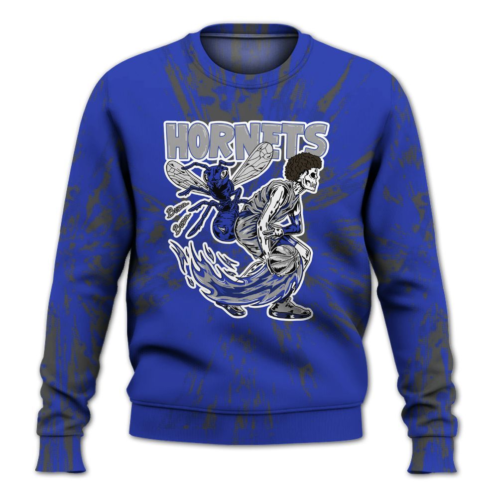 Sweatshirt To Match Air Max Plus Black Racer Blue - Hornets Skeleton Luxury All Over Print
