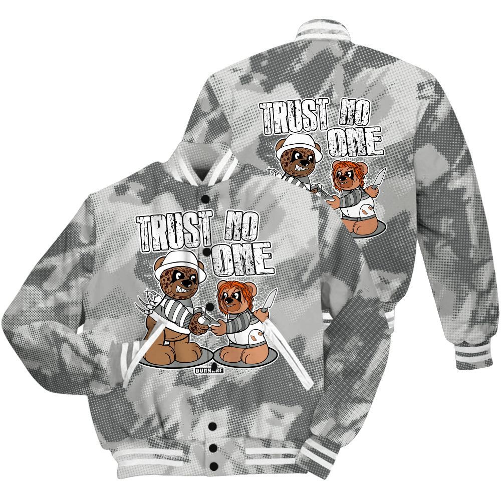 Varsity Jacket To Match Paris Olympics 4s Shirt - Trust No One Bear Abstract Halftone All Over Print