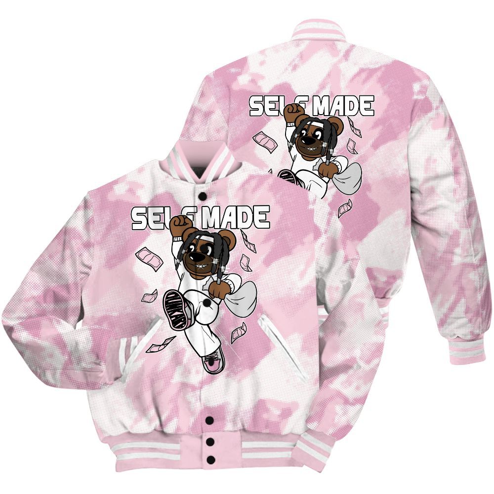 Varsity Jacket To Match Orchid 4s Shirt - Autonomous Bear Abstract Halftone All Over Print