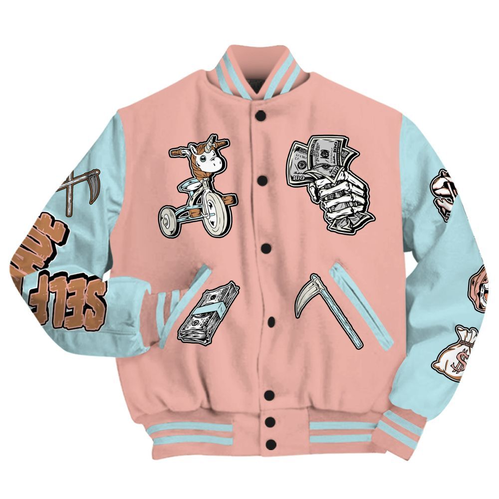 Varsity Jacket To Match Dunk Low Glacier Arctic - Self Make Skeleton All Over Print