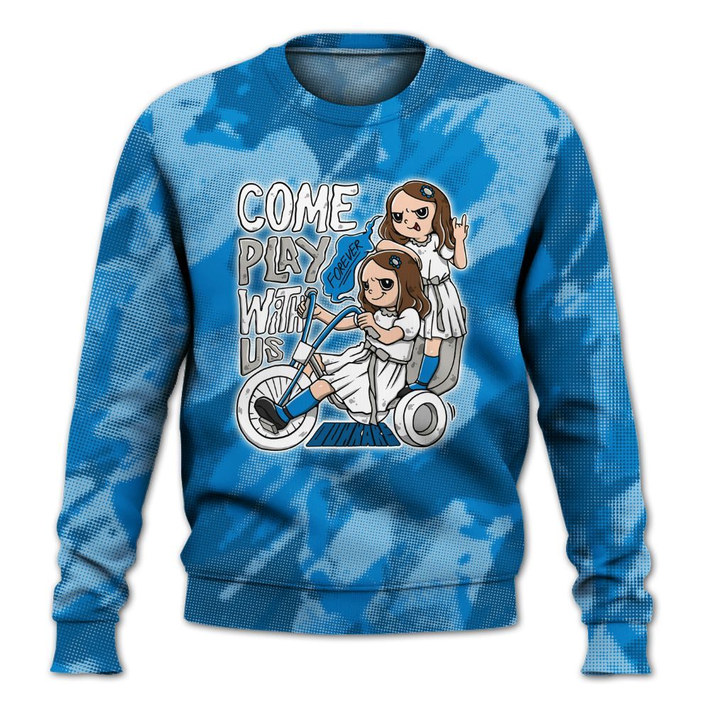 Sweatshirt To Match Military Blue 4s - Come Hangout Halloween Abstract Halftone All Over Print