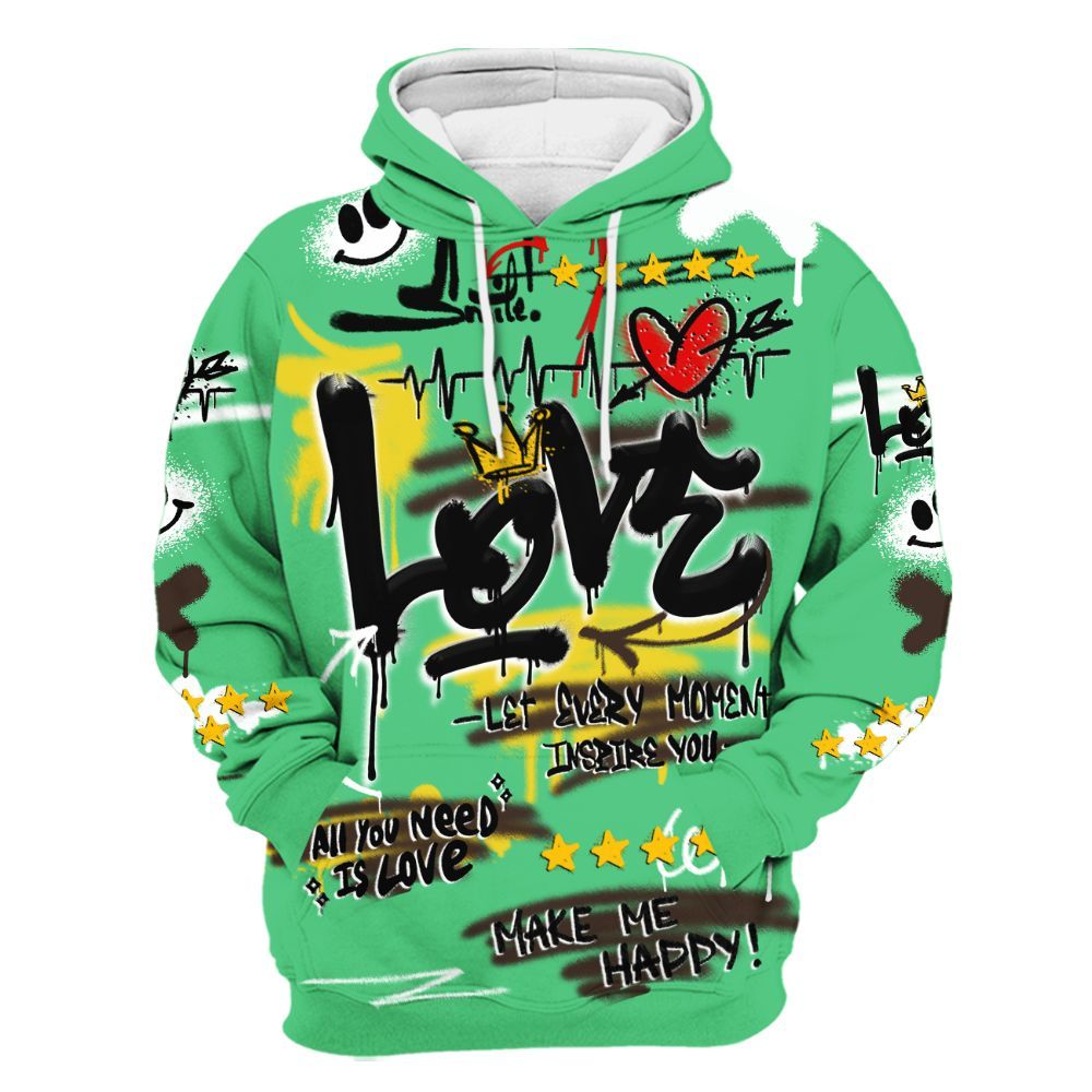 Hoodie To Match SB Dunk Low Tourmaline Shirt, Happy Love Beats Graffiti All Over Print