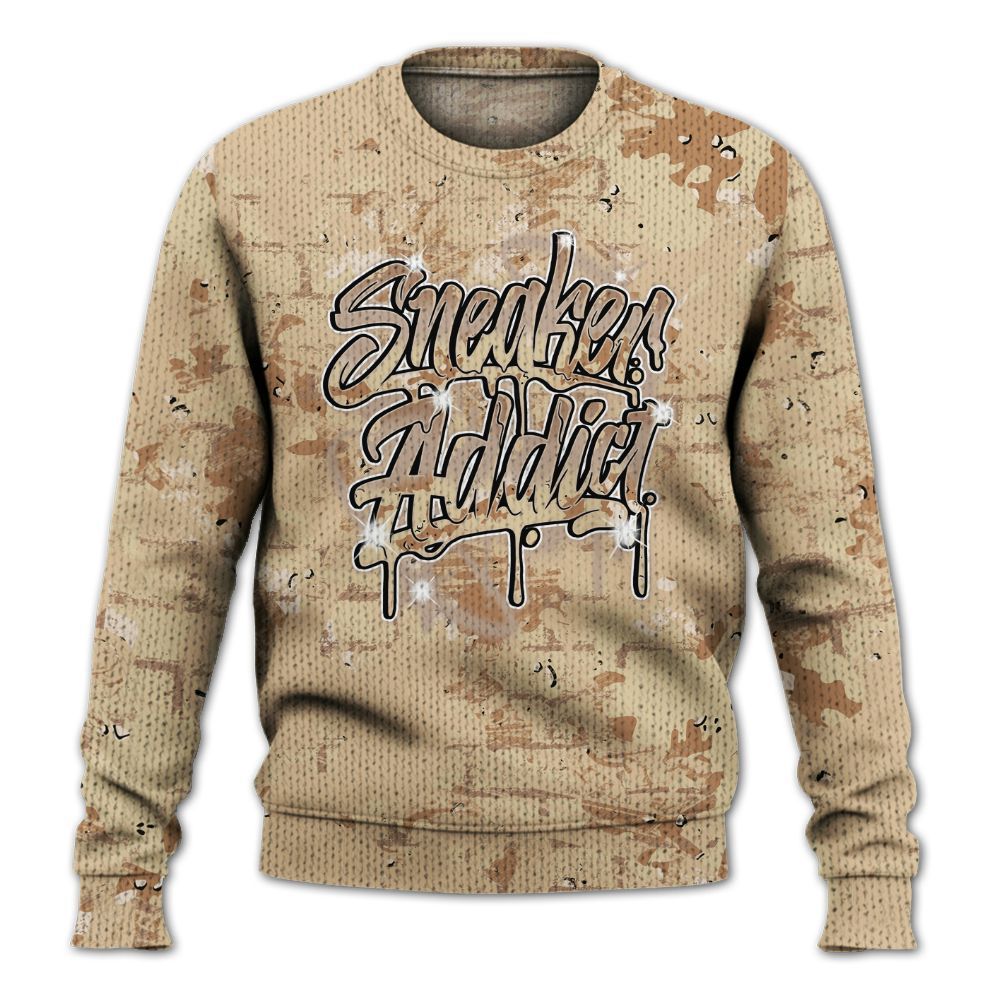 Knitted Sweater To Match Desert Camo 3s - Addiction Sneakers Graphic Street Art