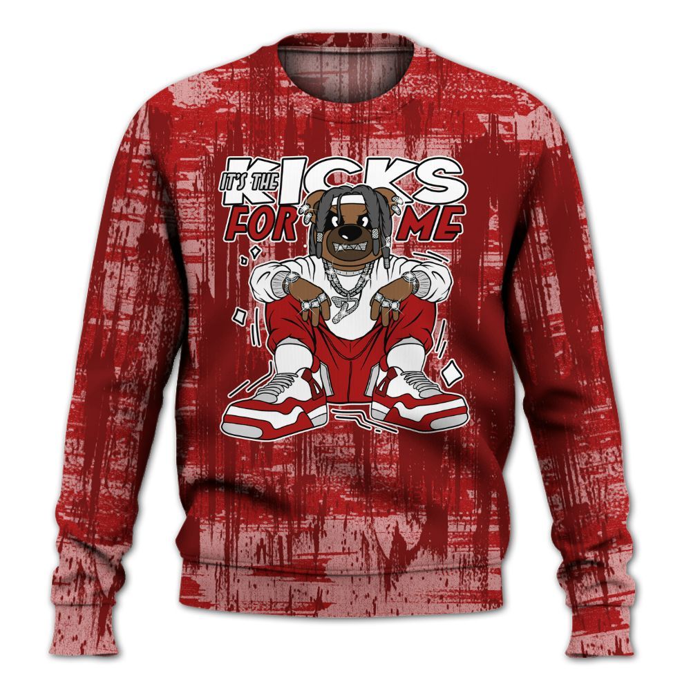 Sweatshirt To Match Red Taxi 12s - Sneakers Bear Glitch Art All Over Print