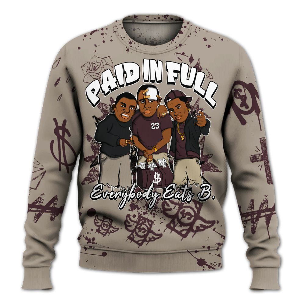 Sweatshirt To Match AMM Retro Phantom 4s - Everybody Paid In Full Crayon All Over Print