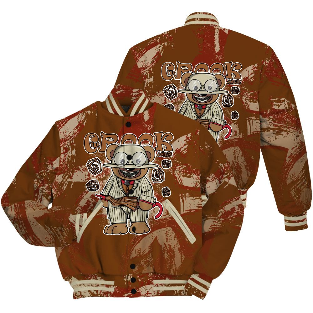 Varsity Jacket To Match Archaeo Brown 5s Shirt - Swindler Bear Circle Slpash All Over Print