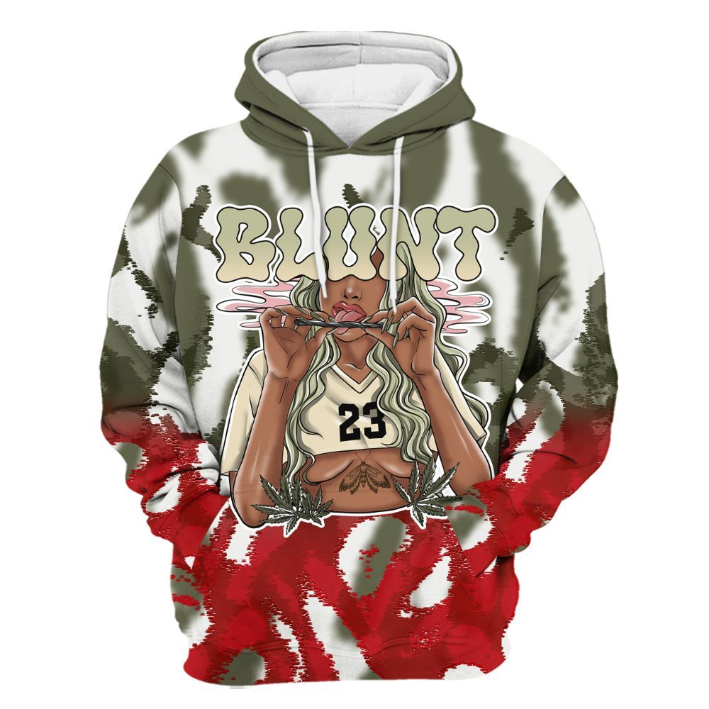 Hoodie To Match Low OG Medium Olive 1s - Bluntz Burnz All Over Print