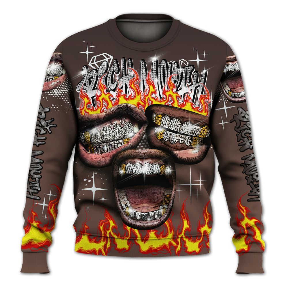 Sweatshirt To Match Air Force 1 Low Escape - Rich Mouth Fire Rap Retro 90s All Over Print
