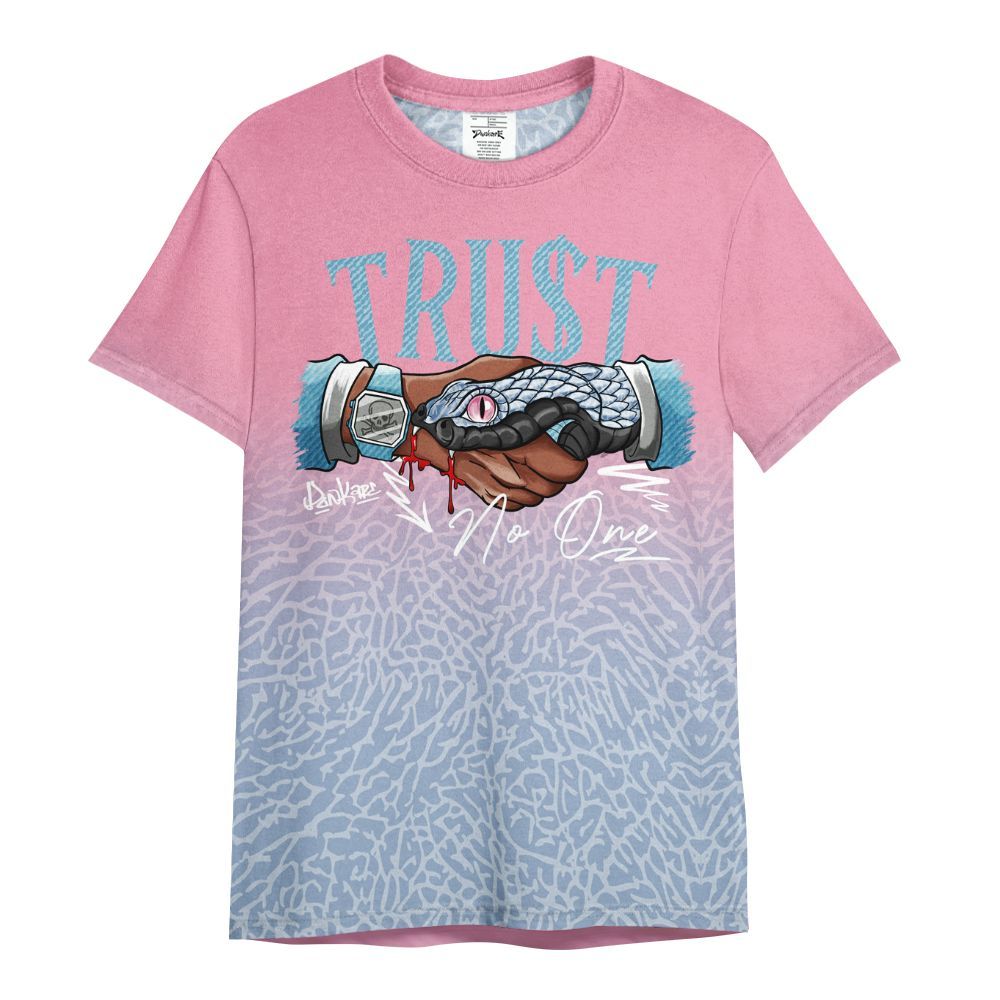 Shirt To Match Denim Pink Glow 3s - Trust No One Drip All Over Print